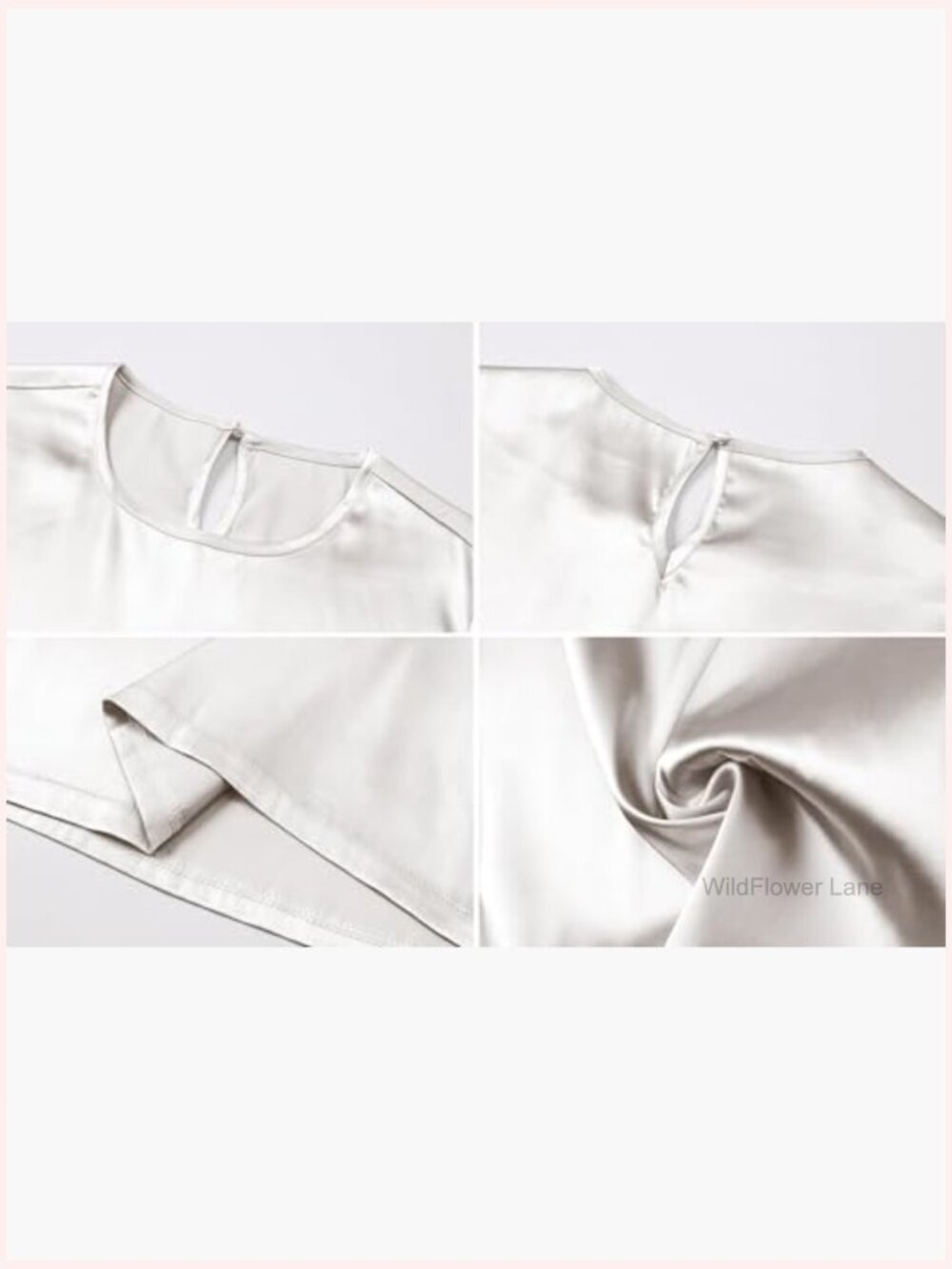 Silk Satin Crew Neck Blouse Short Sleeve Classic Fit Solid Casual T-Shirt Top - Picture 7 of 7